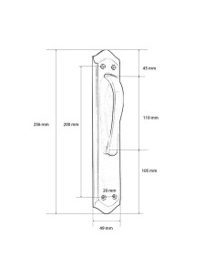 ASA CORTA C PLACA. 49x256  mm. NÍQUEL M. 2