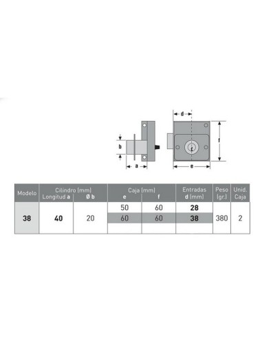 CERRADURA N.38 DCHA. 60X60 MM