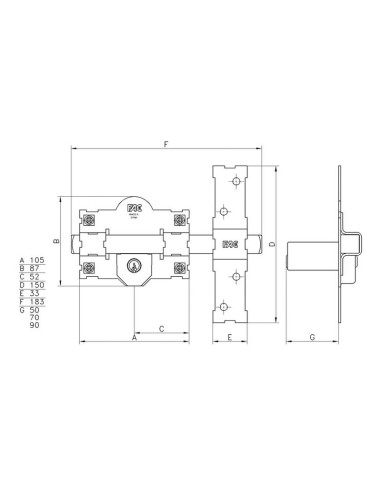 CERROJO 101-L 105 PINTADO B/70MM