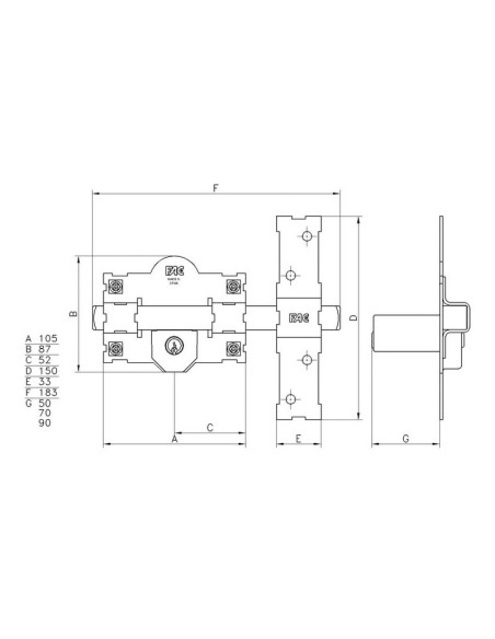 CERROJO 101-L 105 PINTADO ESTANDAR
