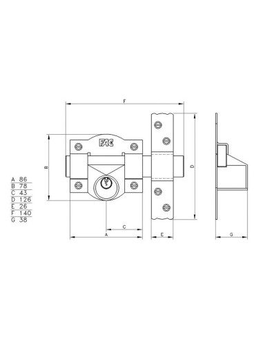 CERROJO 91-C. 80 MM. PINTADO. FAC