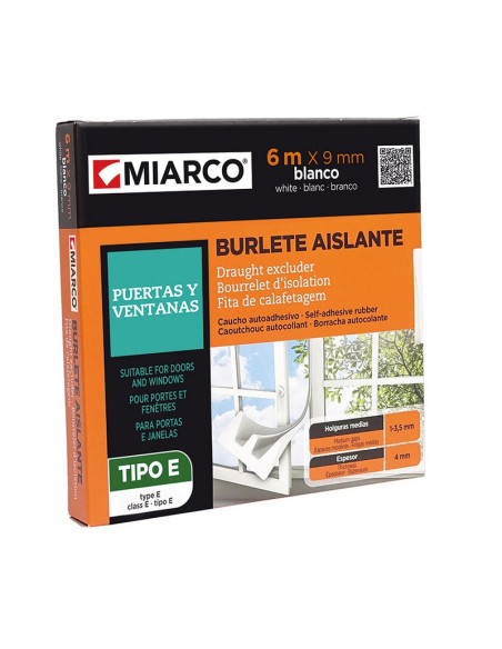 BURLETE CAUCHO TIPO E 9 MM X 6 M. BLANCO
