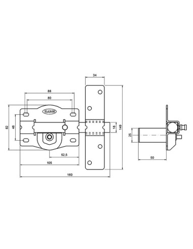 CERROJO 1202 BOTON 105MM LATONADO