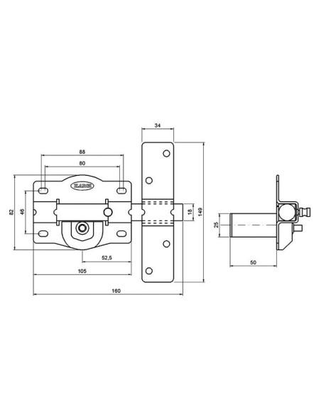 CERROJO 1202 BOTON 105MM LATONADO