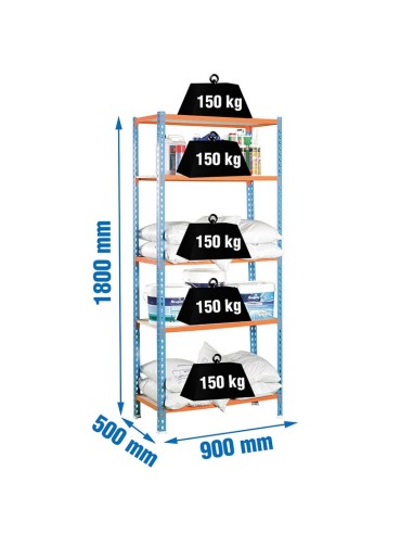 ESTANTERIA MADERCLICK 5/500 AZUL/NARANJA