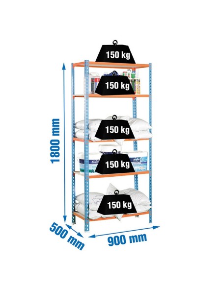 ESTANTERIA MADERCLICK 5/500 AZUL/NARANJA