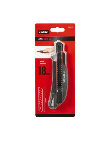 CORTADOR HOJA 18MM BLOQ.AUT.ALUM RATIO