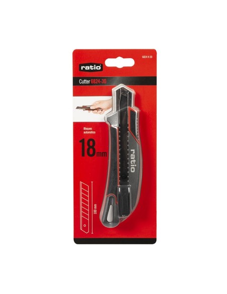CORTADOR HOJA 18MM BLOQ.AUT.ALUM RATIO