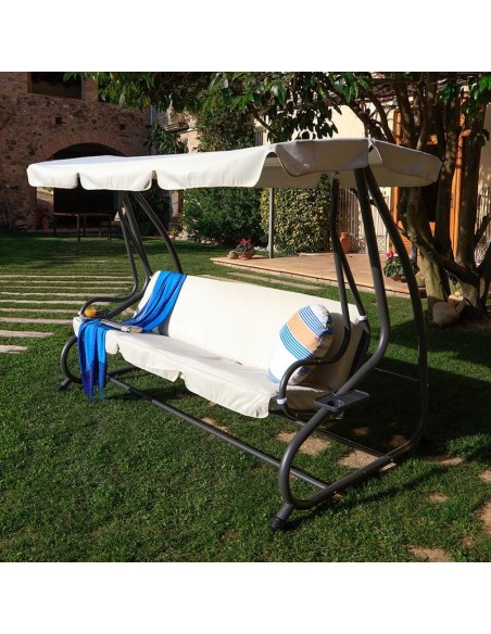 BALANCÍN/CAMA 3 PLAZAS TOLDO POLIÉSTER