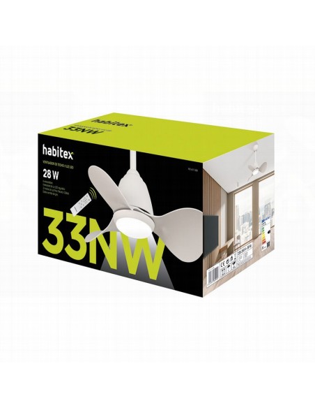 VENTILADOR TECHO LED BLANCO HABITEX 33NW