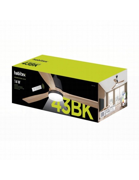 VENTILADOR TECHO LED NEGRO HABITEX 43BK