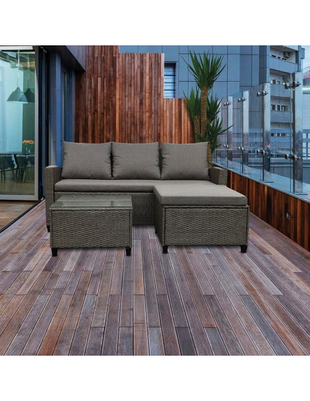 SET JARDIN NILO RATTAN 3 PIEZAS