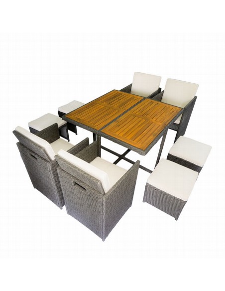 SET CUBO JAVA RATÁN SINTÉTICO 9 PZAS.