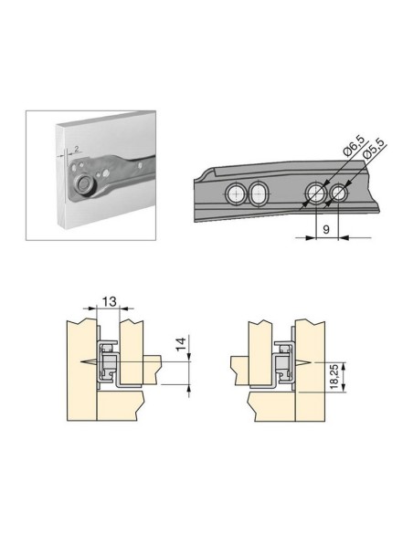 GUIA CAJON. BEIGE. 300 MM. 5 JUEGOS.