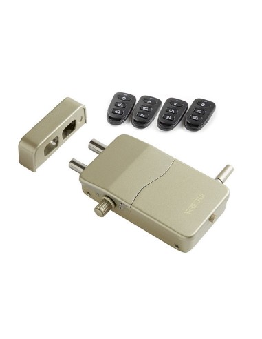 CERRADURA INVISIBLE CON ALARMA. DORADA