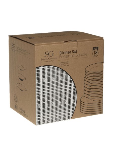 VAJILLA PORCEL. BOHEMIA SQUARE 18 PZS.