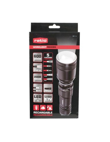 LINTERNA LED CREE 600 LM RECARG. RATIO