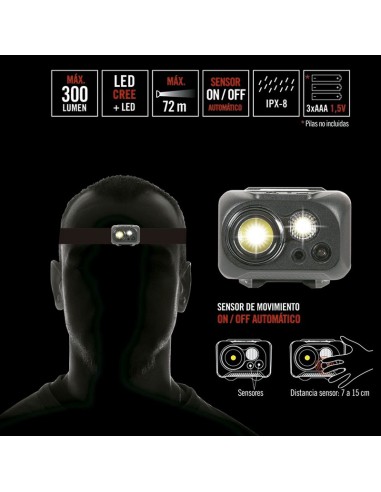 LINTERNA FRONTAL LED CREE 300LM +SENSOR