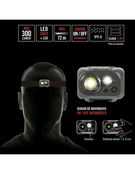 LINTERNA FRONTAL LED CREE 300LM +SENSOR