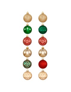 BOLAS 60 MM. X 12 UNIDADES ROJAS/DORADAS 2