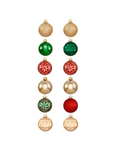 BOLAS 60 MM. X 12 UNIDADES ROJAS/DORADAS