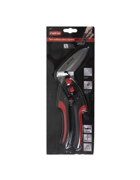 TIJERA MULTI. CABEZA ANGULAD.250MM.INOX.