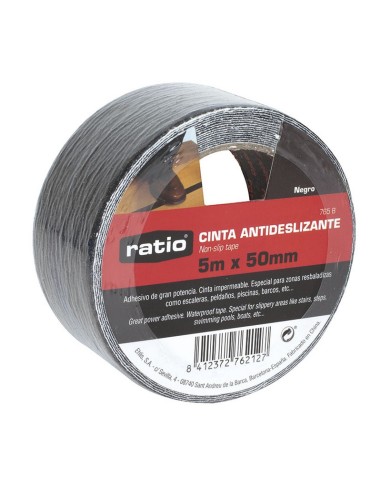 CINTA ANTIDESLIZ.  50MMX5M.NEGRO.  RATIO