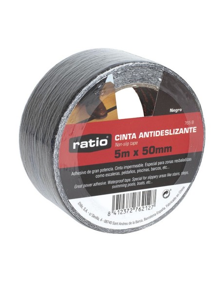 CINTA ANTIDESLIZ.  50MMX5M.NEGRO.  RATIO