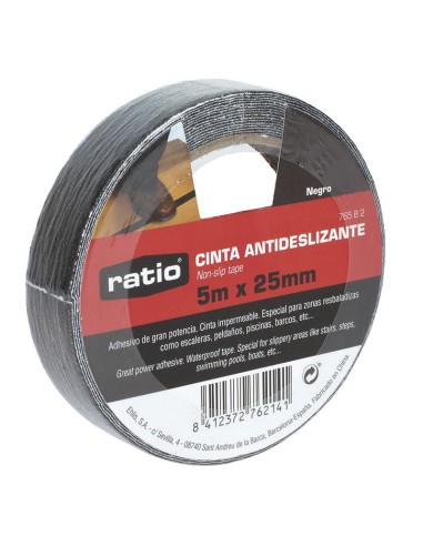 CINTA ANTIDESLIZ.  25MMX5M. NEGRO. RATIO