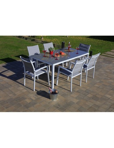 CONJ. MANAOS.MESA ALUM. 180X100 CM. BL