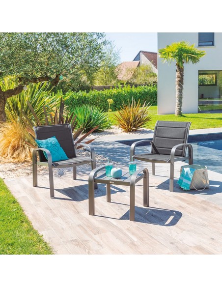 CONJUNTO METÁLICO 2 SILLONES+MESA. ANT.