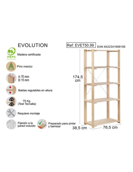 ESTANTERÍA EVOLUTION NEW 5 BALDAS