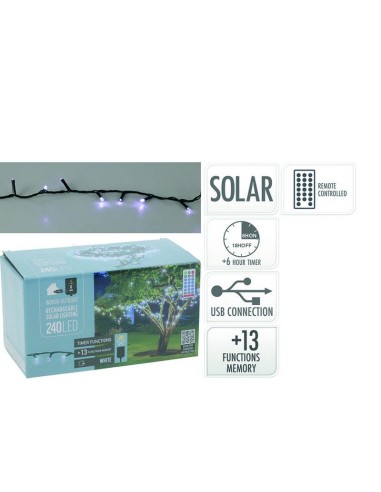 GUIRNALDA 240 LED SOLAR 10M. LUZ BLANCA