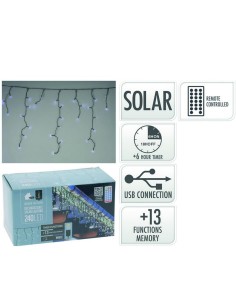 CORTINA 240 LED SOLAR LUZ BLANCA