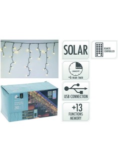 CORTINA 240 LED SOLAR LUZ BLANCA CALIDA