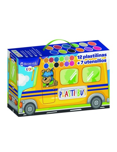 SET AUTOBUS PLASTILINA 12 COLORES+UTENS.