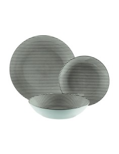 VAJILLA 18 PIEZAS RAYAS GRIS