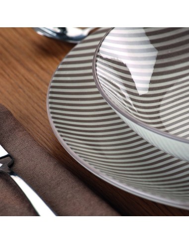 VAJILLA 18 PIEZAS RAYAS GRIS