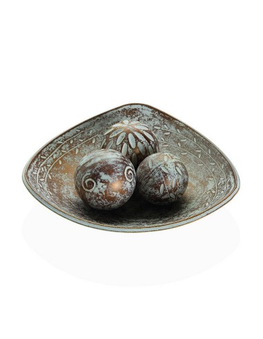 CENTRO MESA MARRON CON 3 BOLAS