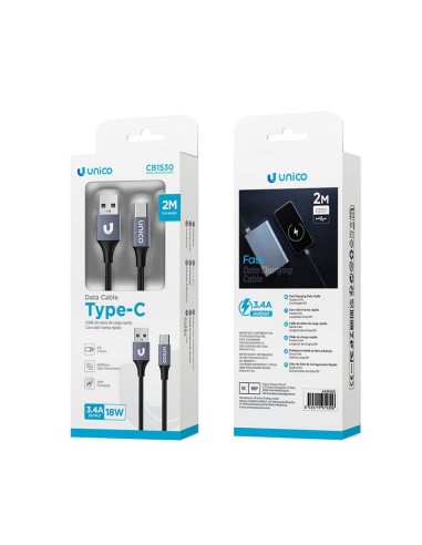 CABLE C-USB 18W 3A 2M NEGRO UNICO