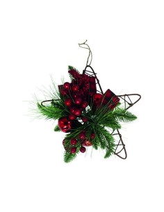 ESTRELLA COLGANTE BAYAS Y BOLAS 30 CM.