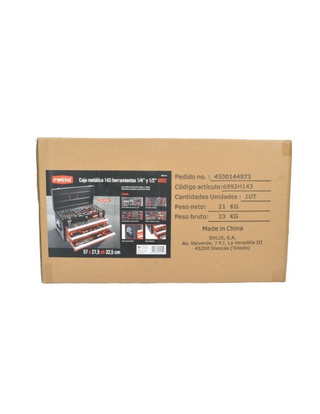 CAJA METALICA 143 PZAS.CHR-V 3 CAJONES