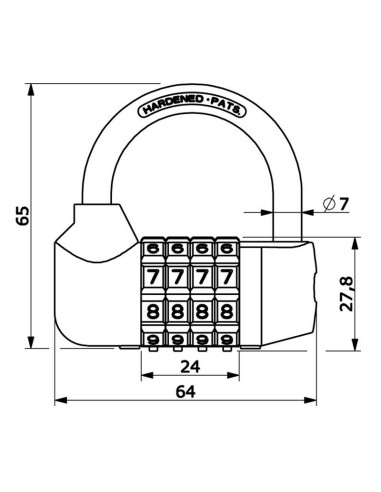 CANDADO COMBINACION ARCO Ø 7MM.