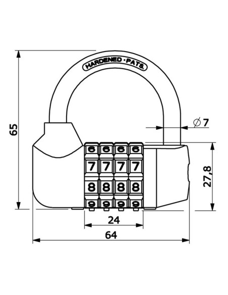 CANDADO COMBINACION ARCO Ø 7MM.
